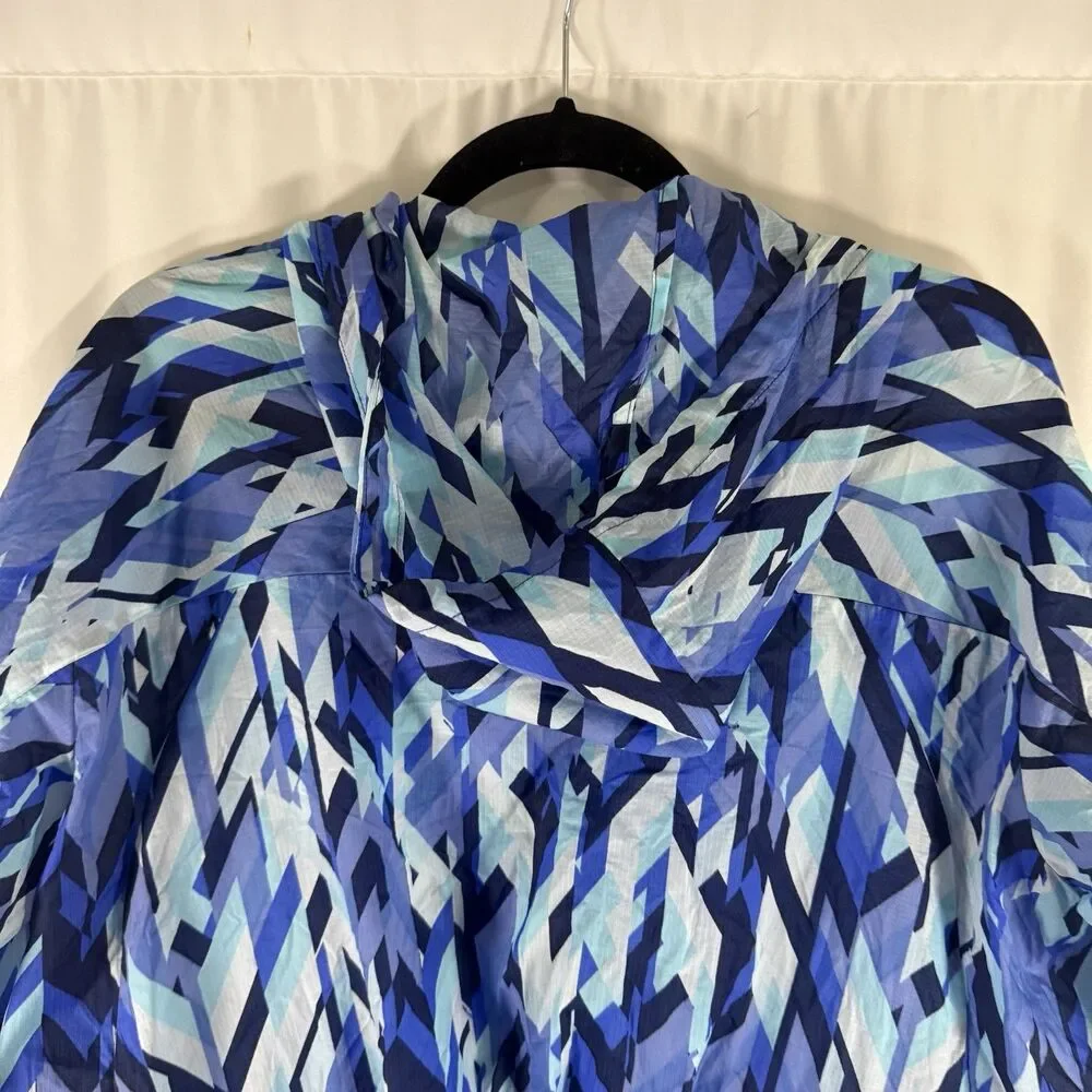 Nike Lightweight Running Jacket Women's XL Blue Hooded Full Zip Pockets Rain